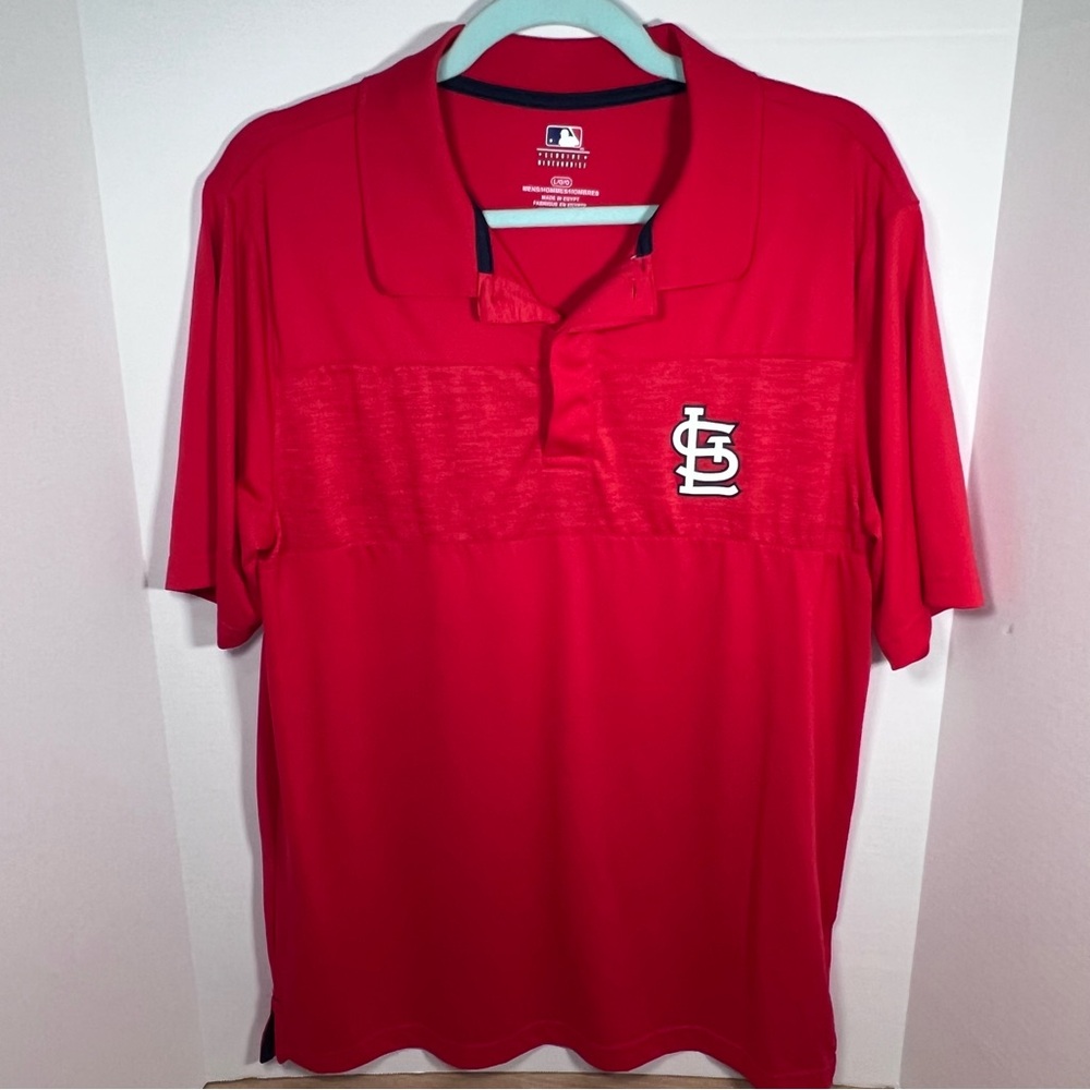 St. Louis Cardinals Athletic Polo Shirt Men’s Large cool wick fabric MLB Genuine